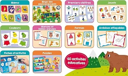 Pronetspace Product Image - Lisciani - Carotina Baby - Pack de 60 Jeux - Activités Educatives pour Enfants dès 2 ans - Bingo, Puzzle, Associations logiques, Mémo, Kits de dessin - Puzzle Educatif - Apprentissage et Amusement