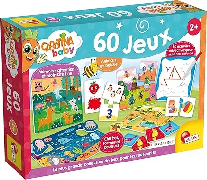Pronetspace Product Image - Lisciani - Carotina Baby - Pack de 60 Jeux - Activités Educatives pour Enfants dès 2 ans - Bingo, Puzzle, Associations logiques, Mémo, Kits de dessin - Puzzle Educatif - Apprentissage et Amusement
