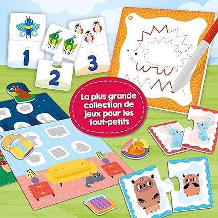 Pronetspace Product Image - Lisciani - Carotina Baby - Pack de 60 Jeux - Activités Educatives pour Enfants dès 2 ans - Bingo, Puzzle, Associations logiques, Mémo, Kits de dessin - Puzzle Educatif - Apprentissage et Amusement